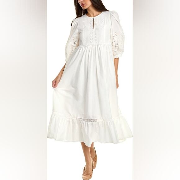 Max Mara Weekend Cerbero white cotton midi dress size 6 - Picture 1 of 6